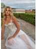 Beaded Lace Mini Wedding Dress With Tulle Skirt